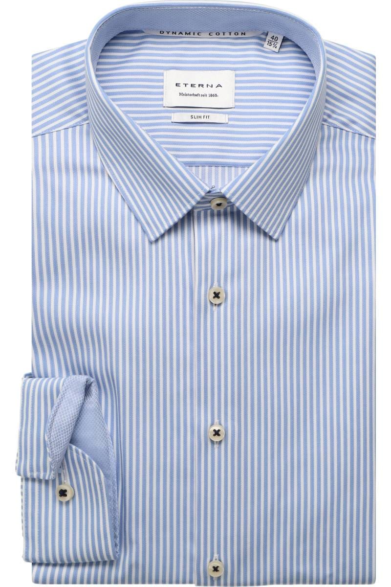 ETERNA Slim Fit Hemd mittelblau, Gestreift