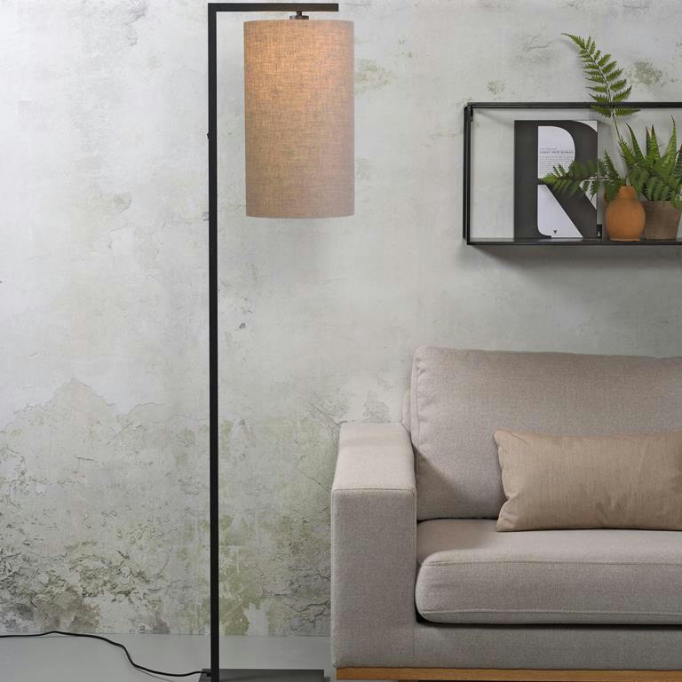 BOSTON - Lampadaire noir avec abat-jour taupe H160cm