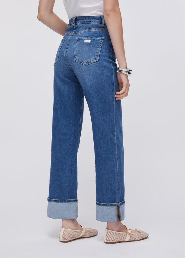Jeans straight con risvolto
