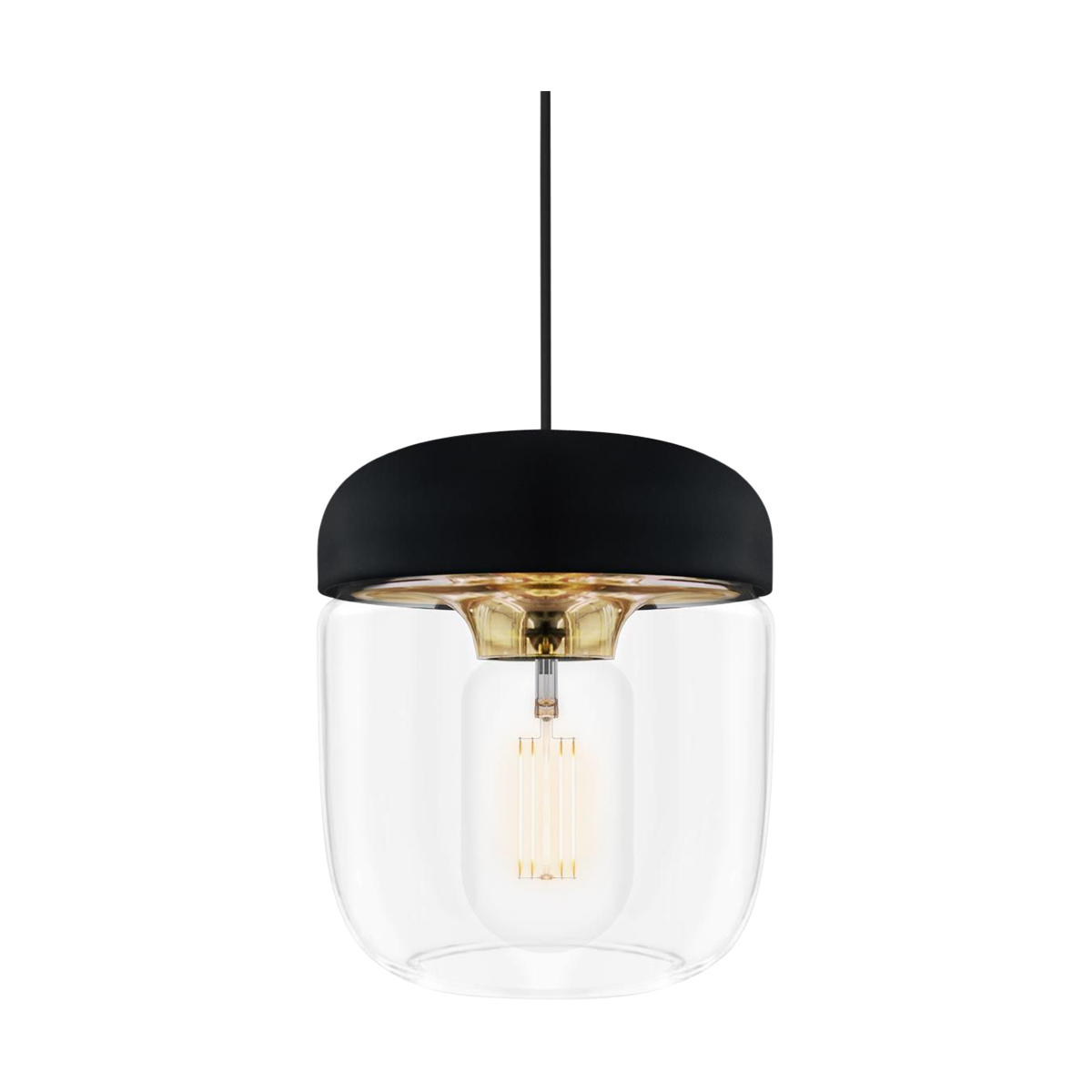Umage Acorn hanglamp zwart met brass - met koordset zwart - Ø 14 cm