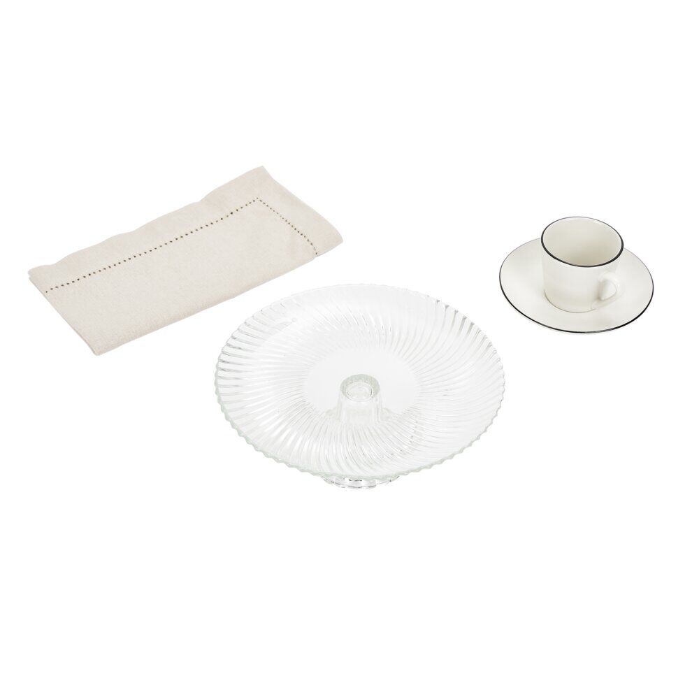 Assiette de présentation sur pied verre transparent Ø19,7xH8cm