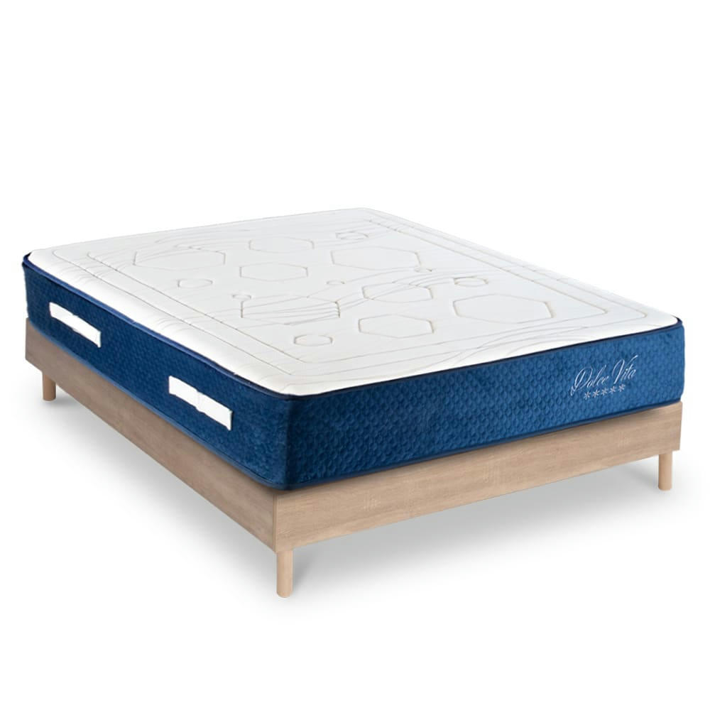 DOLCE VITA - Ensemble Matelas à Ressorts ensachés et sommier bois 160x200