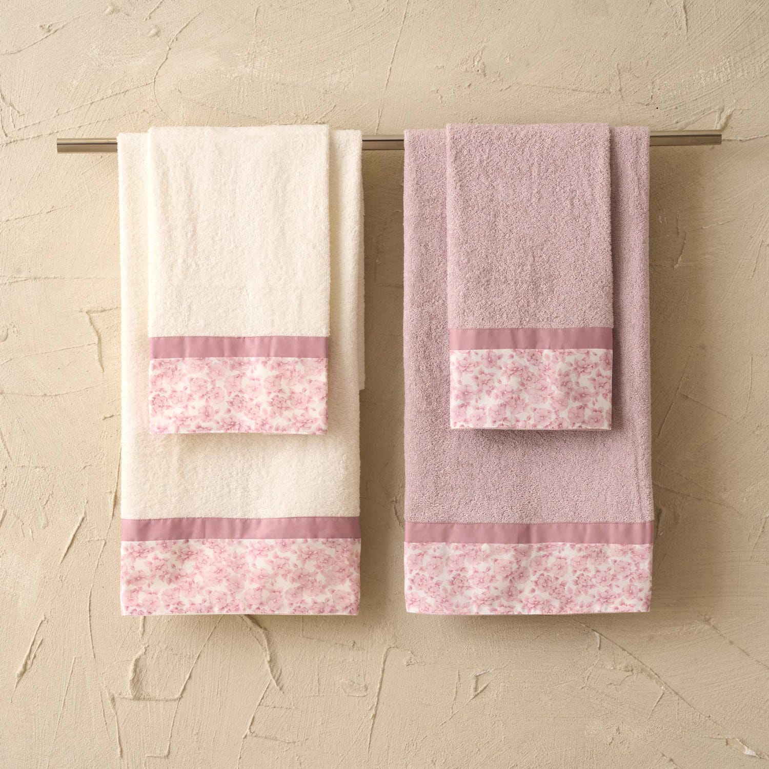 Set 4 asciugamani Primula rosa Biancoperla