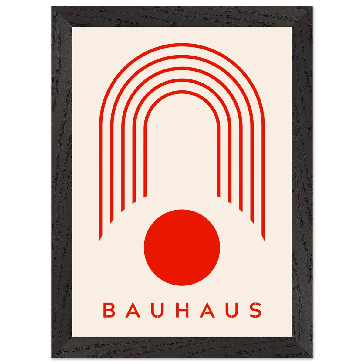 Artfulprints Poster met Lijst Bauhaus - Red arches  - A4 21x29.7 cm - Rood