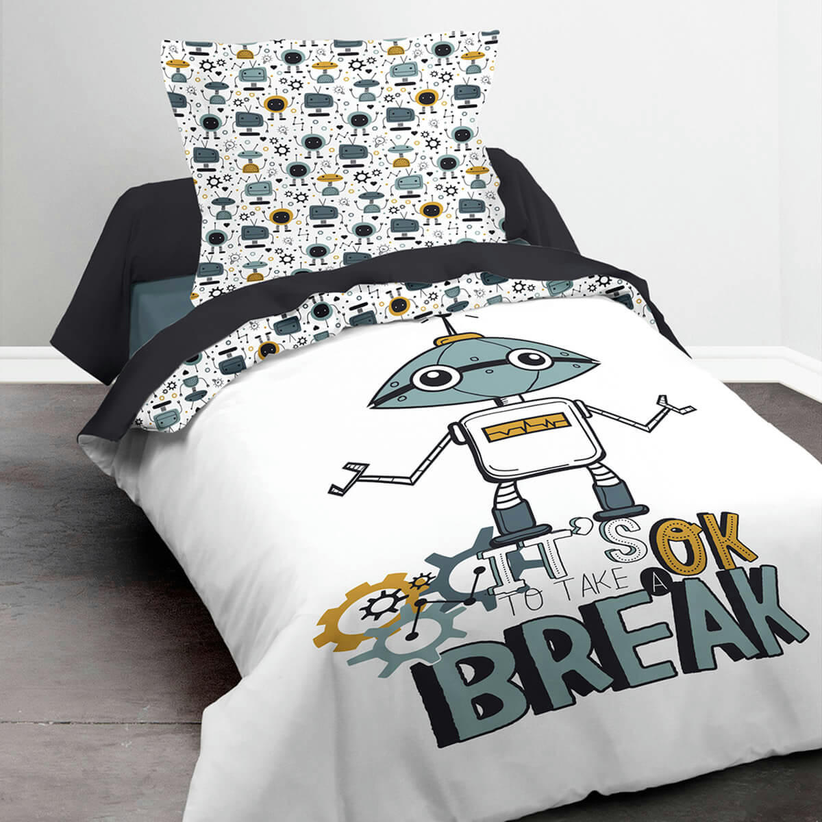 KOOL - Parure de lit en Coton Blanc 140x200 cm