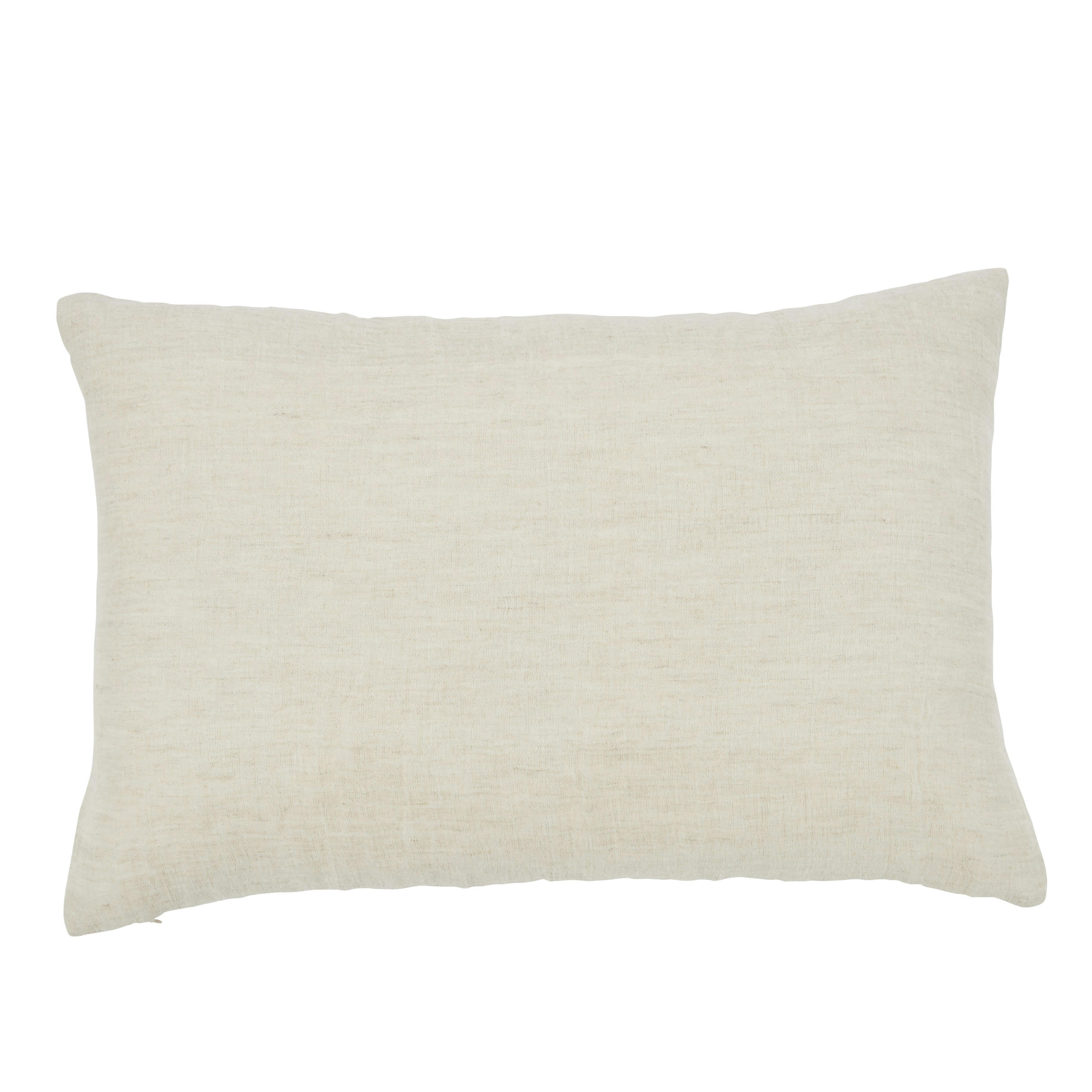 ALVILA - Coussin en gaze de coton recyclé et lin tissés beiges à pompons 40x60