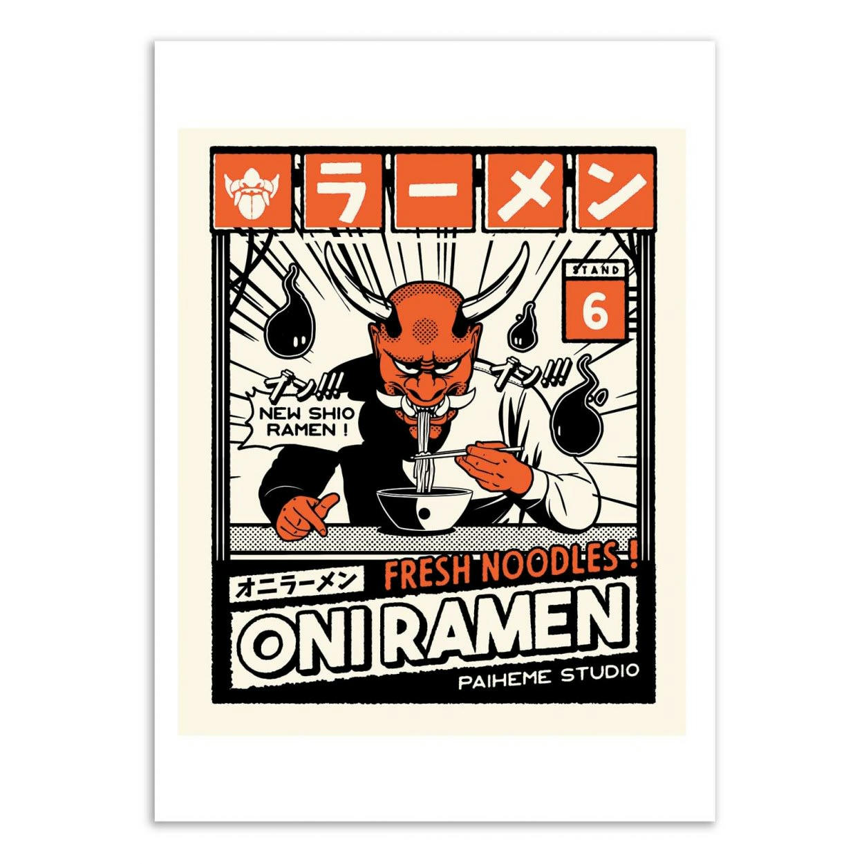 PAIHEME STUDIO - ONI RAMEN - Affiche d'art 30 x 40 cm