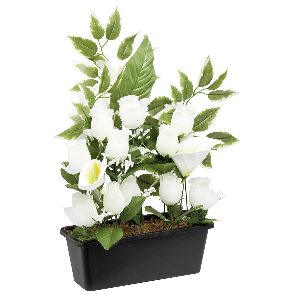 Jardinière rose arum 20 têtes blanc
