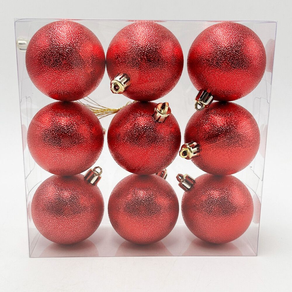 JULEKULER GLITTER 6CM RØD 9STK