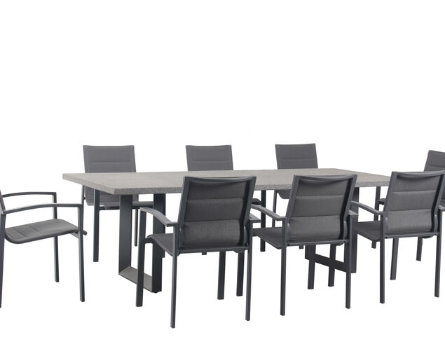 Boston-Avalon 9 Piece Dining Setting (Gunmetal Grey)