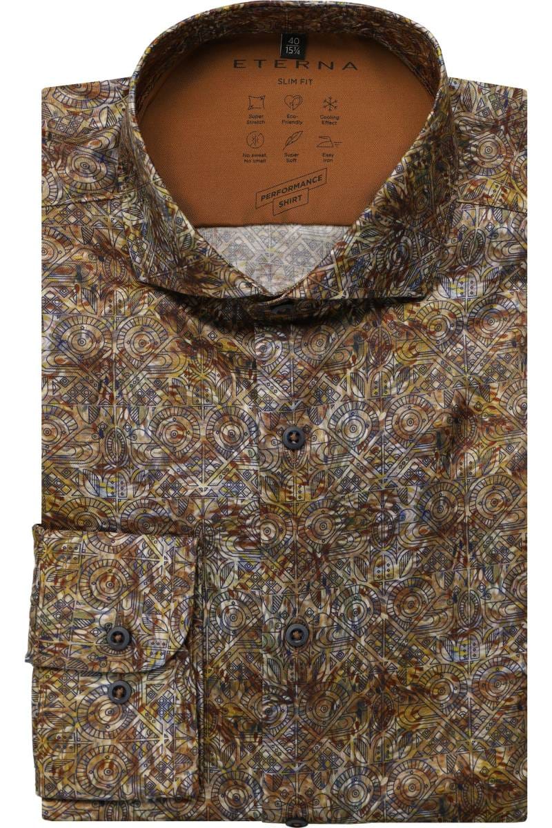 ETERNA Slim Fit Tencel Hemd gelb, Bedruckt