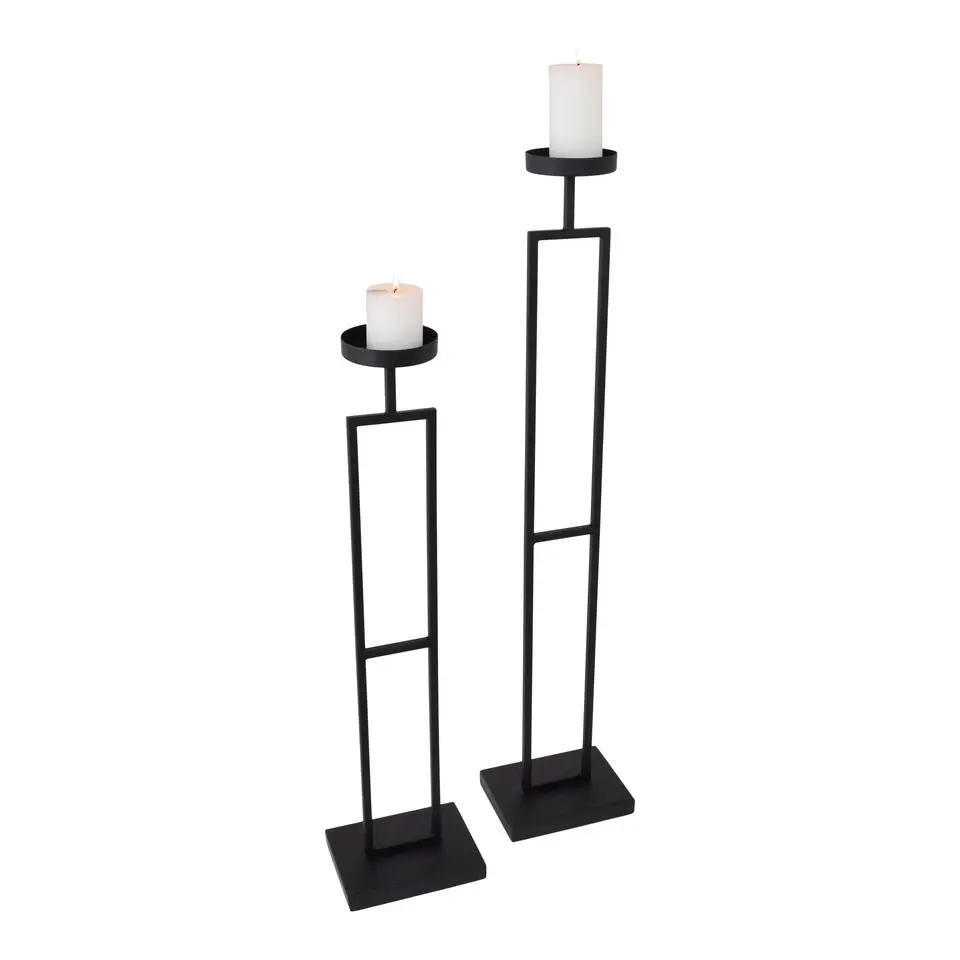 LOFT42 Vloerkandelaar Set Flame - Zwart metaal