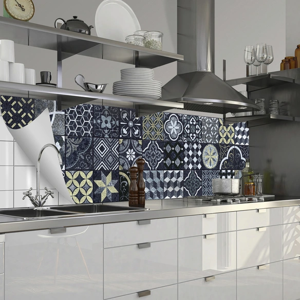 Küchenrückwand-Panel »fixy«, blau/beige
