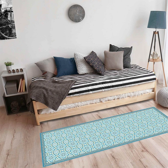 Vinyl Teppich »Lisha«, BxL:180 cm x 68 cm, tuerkis|gelb