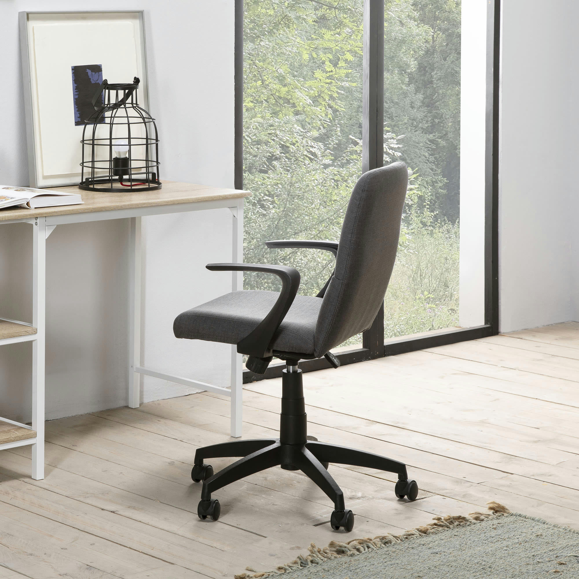 TEO - Fauteuil de bureau relevable/reclinable matelassé tissu gris foncé