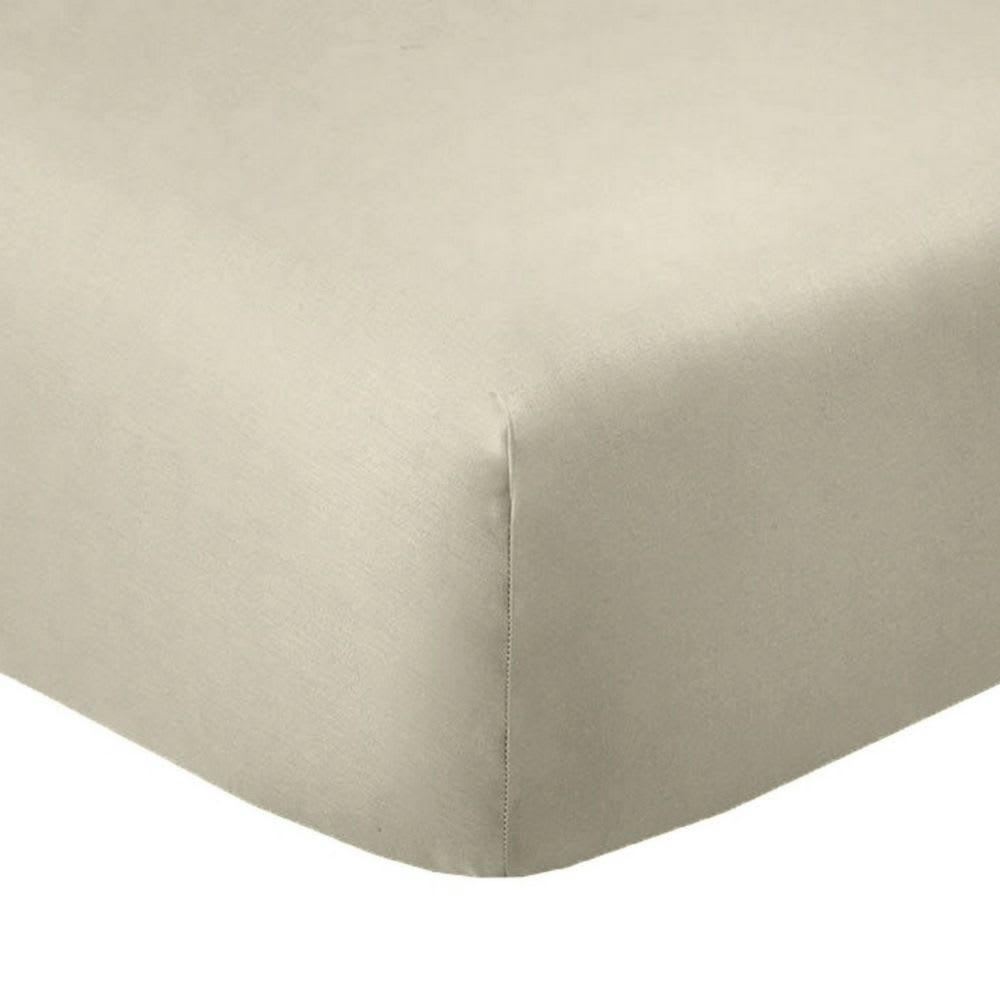 - Drap housse 1 place coton beige latte 90x190 cm
