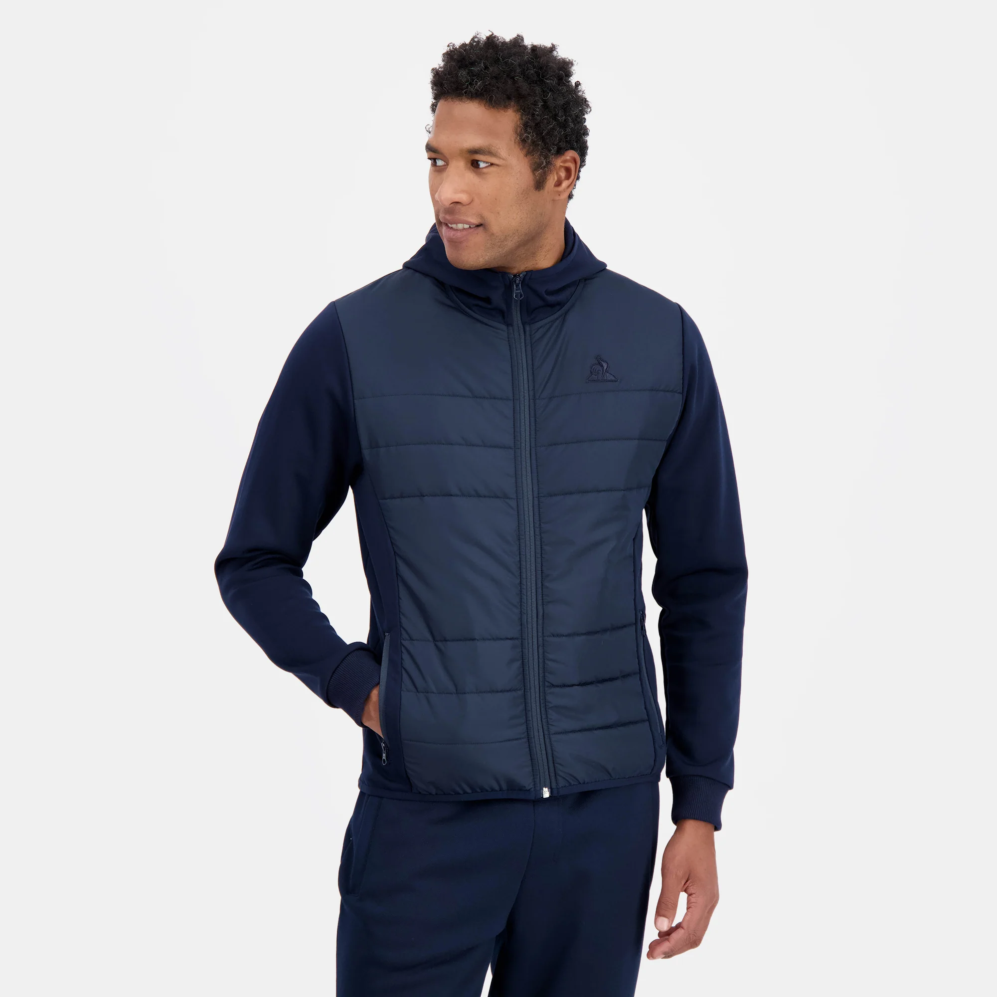 Sweat zippé à capuche hybride déperlant Homme Ton sur ton
