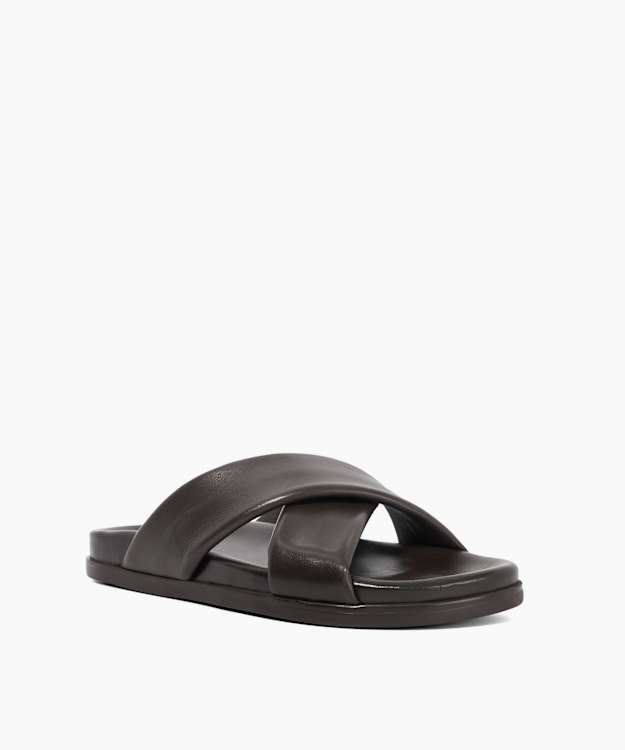 Isaacs Brown - Leather Cross Strap Sandals