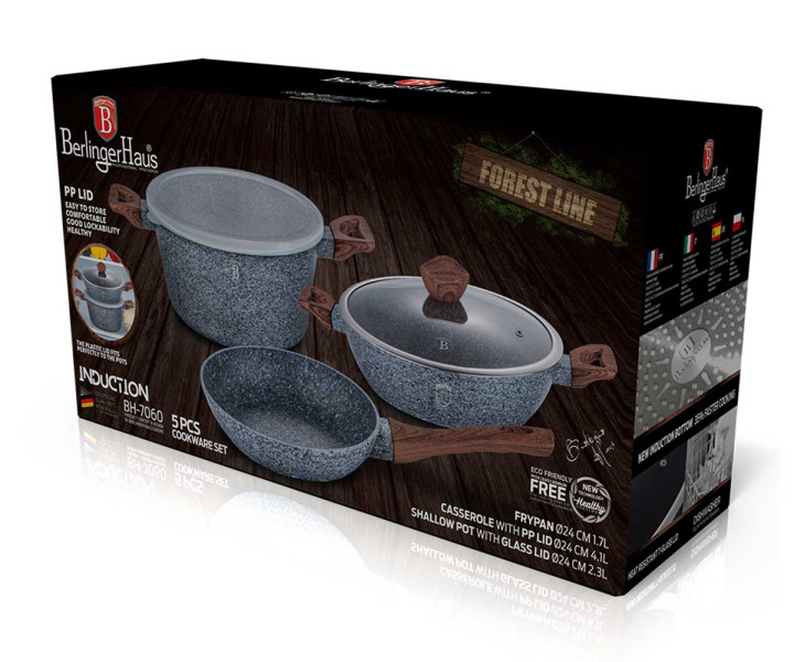 Zestaw garnków granitowych komplet 5 ele 24cm BERLINGER HAUS Forest Line