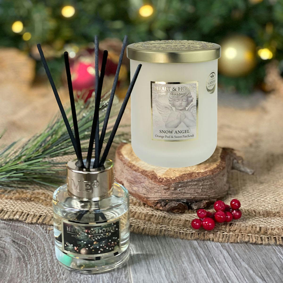 - Grande bougie Heart and Home ange d'hiver