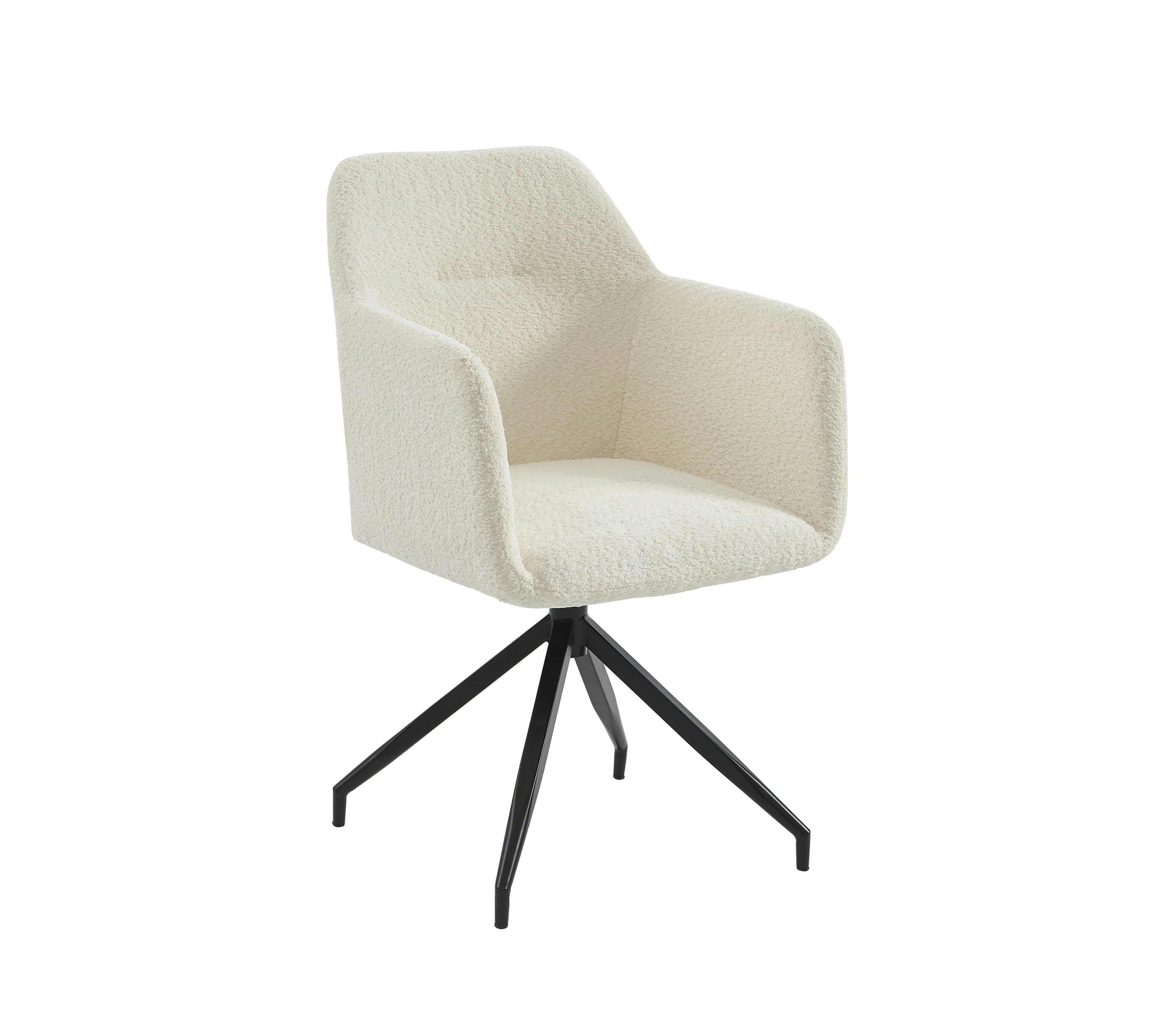 DALSTON - Fauteuil de table pivotant  tissu bouclette écru ecru
