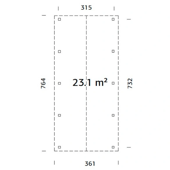 Carport »Robert«, Aufstellmaße BxTxH: 361 x 764 x 301 cm, lackiert, Holz