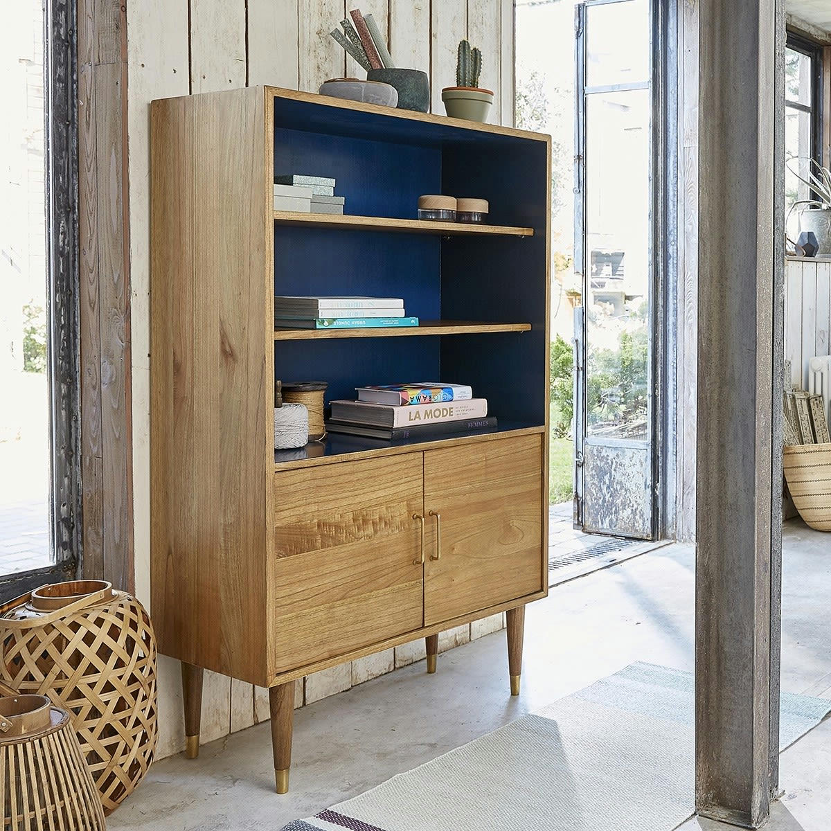 FIFTIES - Bibliothèque en mindi massif