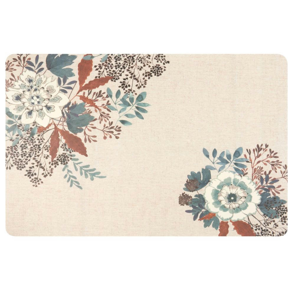 AGATHE - Set de table en polypropylène beige, bleu et marron imprimé