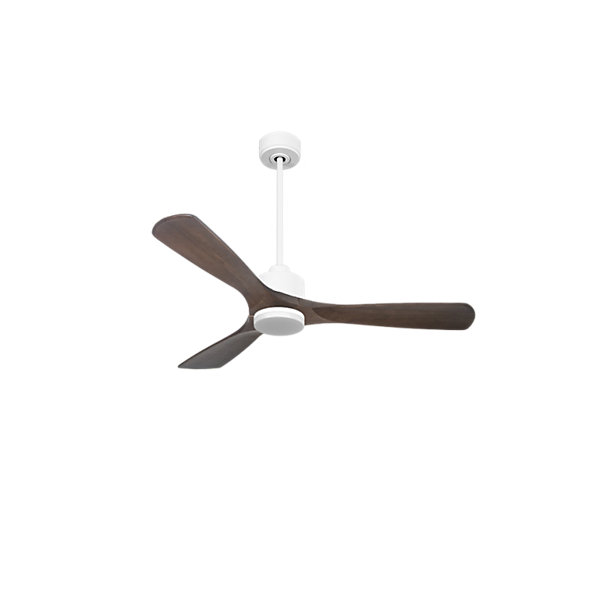 Modulo Slim - Super destratificateur et ventilateur DC 132 cm blancavec lumière pales bois sombreidéal 26 à 40 m²
