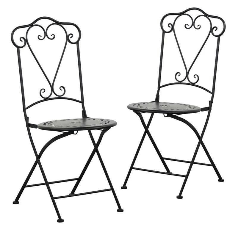 ELEONOR - Lot de 2 chaises bistrot d'extérieur en métal noir.