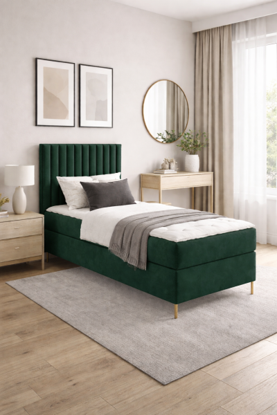Łóżko kontynentalne Lilly Box 90x200 z nogami riviera 38