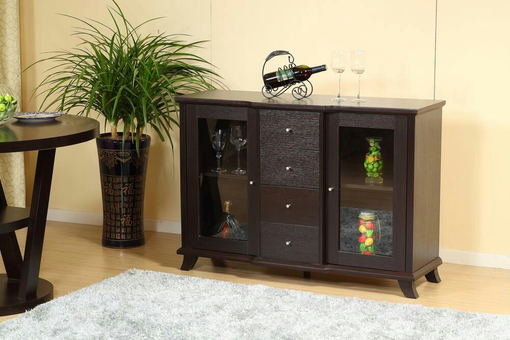 Brassex Venice Wooden Dining Buffet/Server with Storage, Dark Cherry