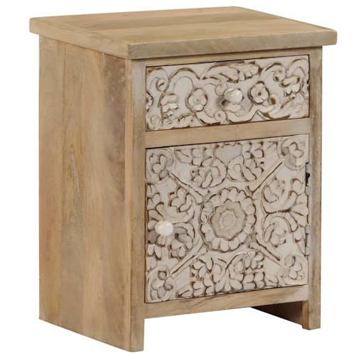 NNEVL Bedside Table Solid Mango Wood 40x30x50 cm