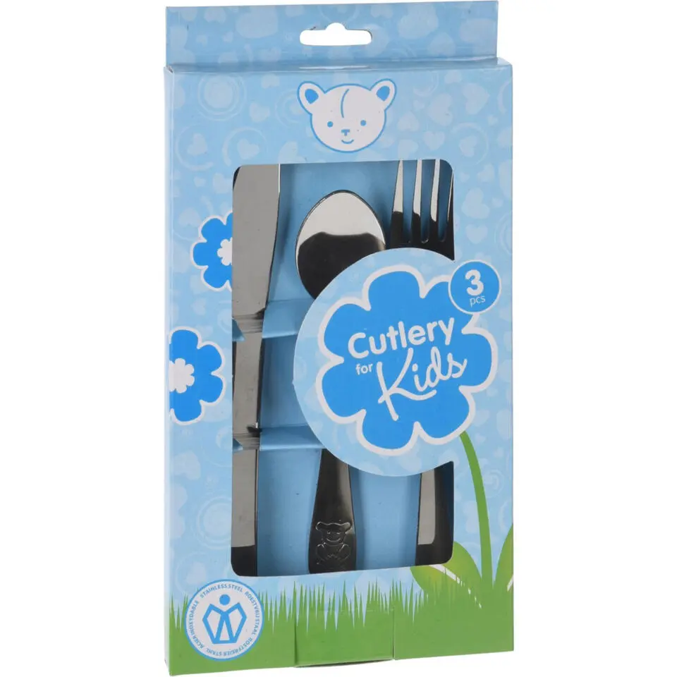 Cutlery for Kids bestekset met beer - 3-delig - RVS - kinderen