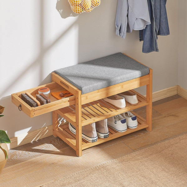 SoBuy Ławka na buty z 1 szufladą 55.3x30x46.5cm Rustykalny FSR49-N