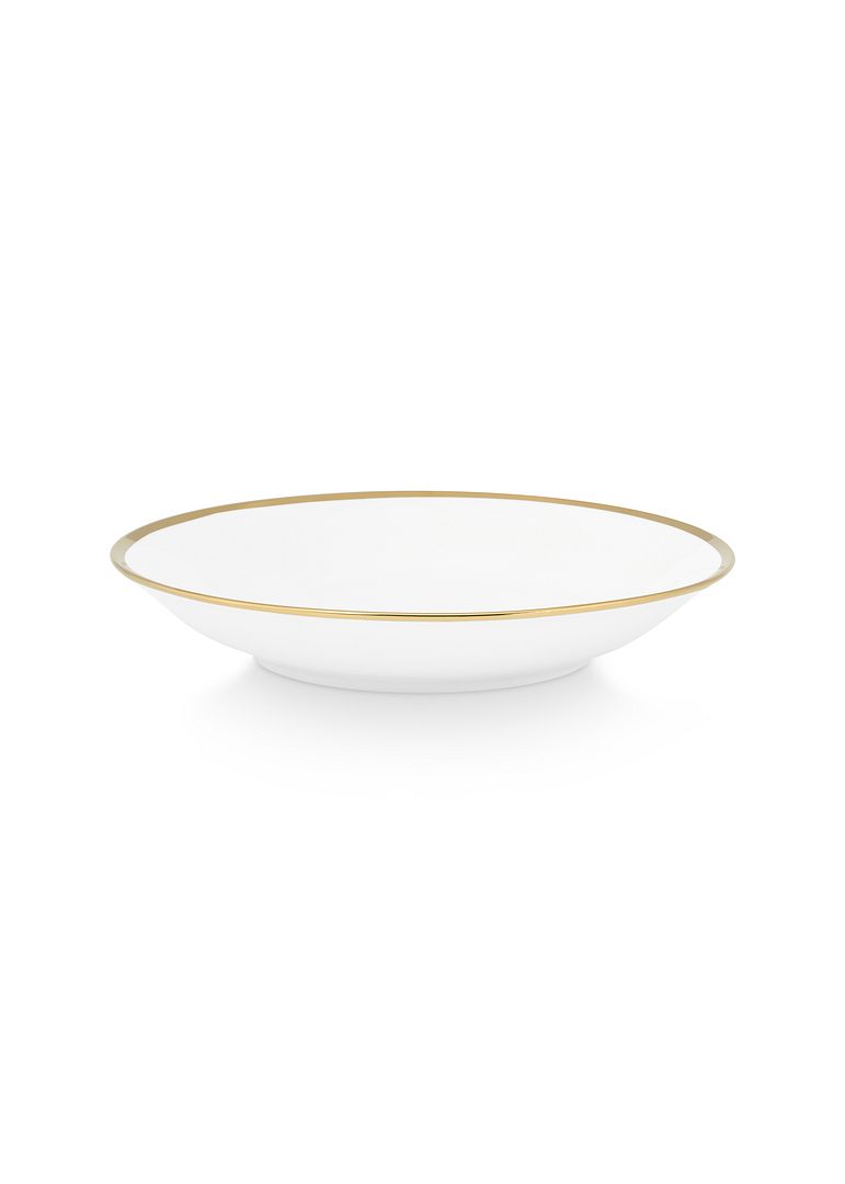 vtwonen Pasta Borden - Diepe Borden - Serviesset - Porselein - Set van 2 - Wit/Goud - Ø 25.5cm