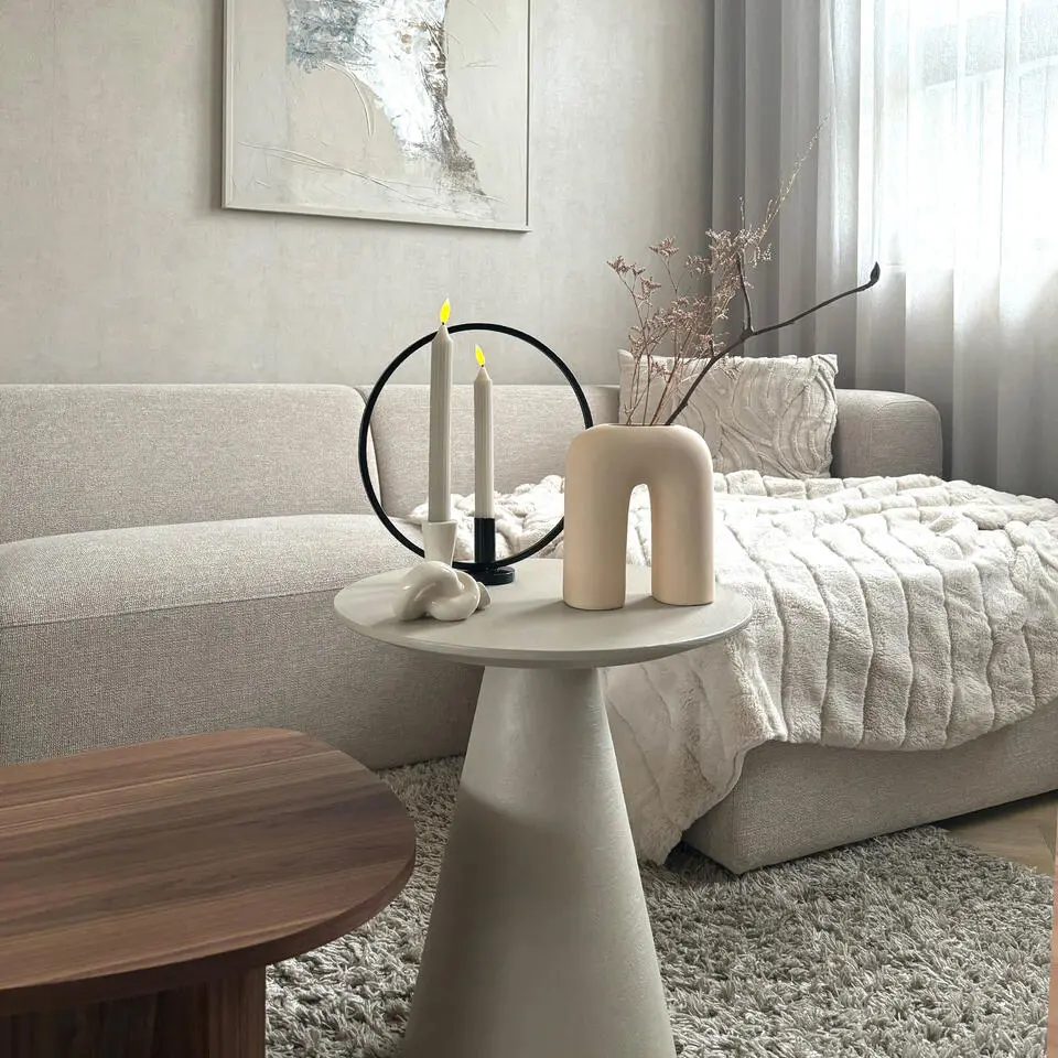 QUVIO Kaarsenhouder knot - Knot - Keramiek - Beige