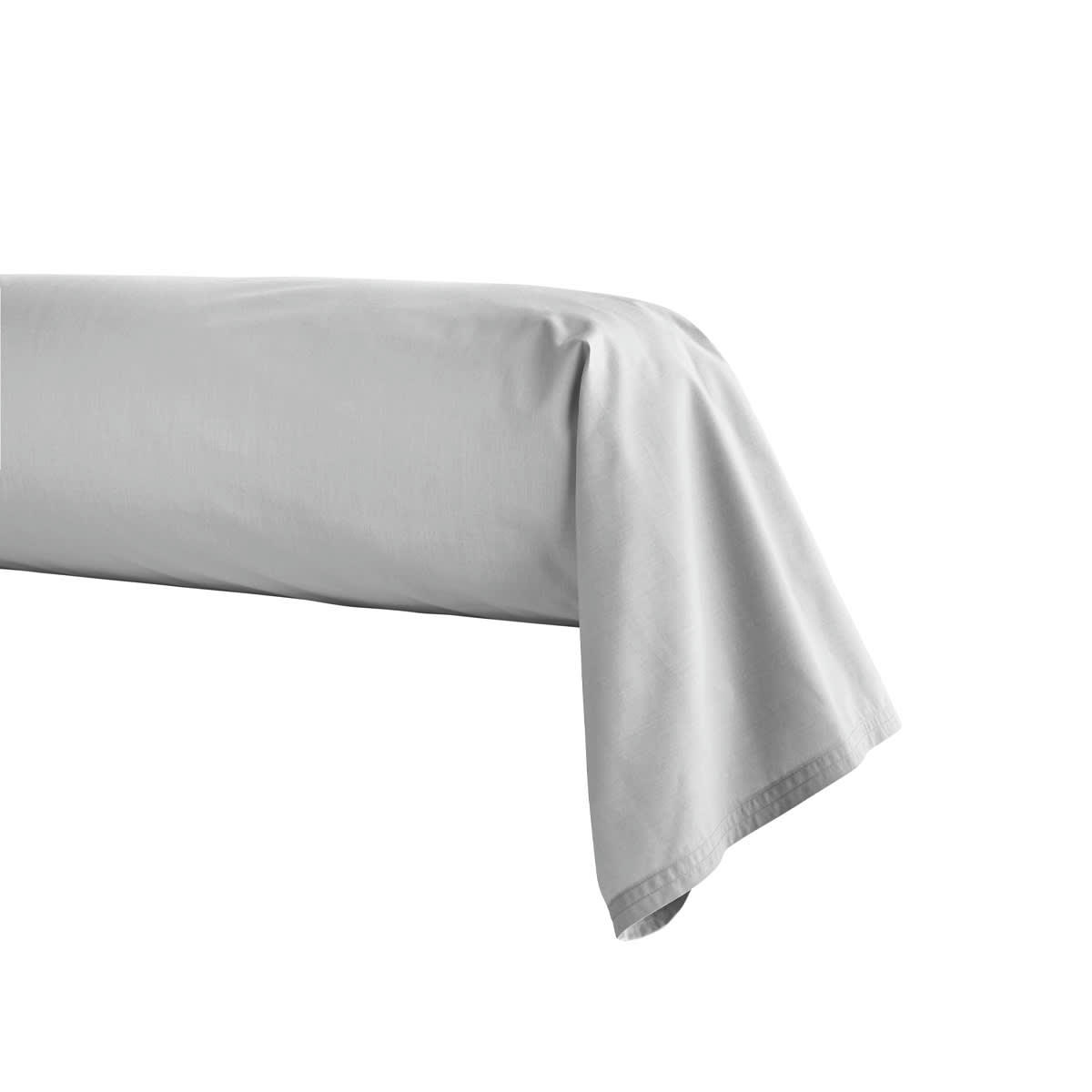 PREMIÈRE - Taie de traversin en percale de coton gris galet 43x230