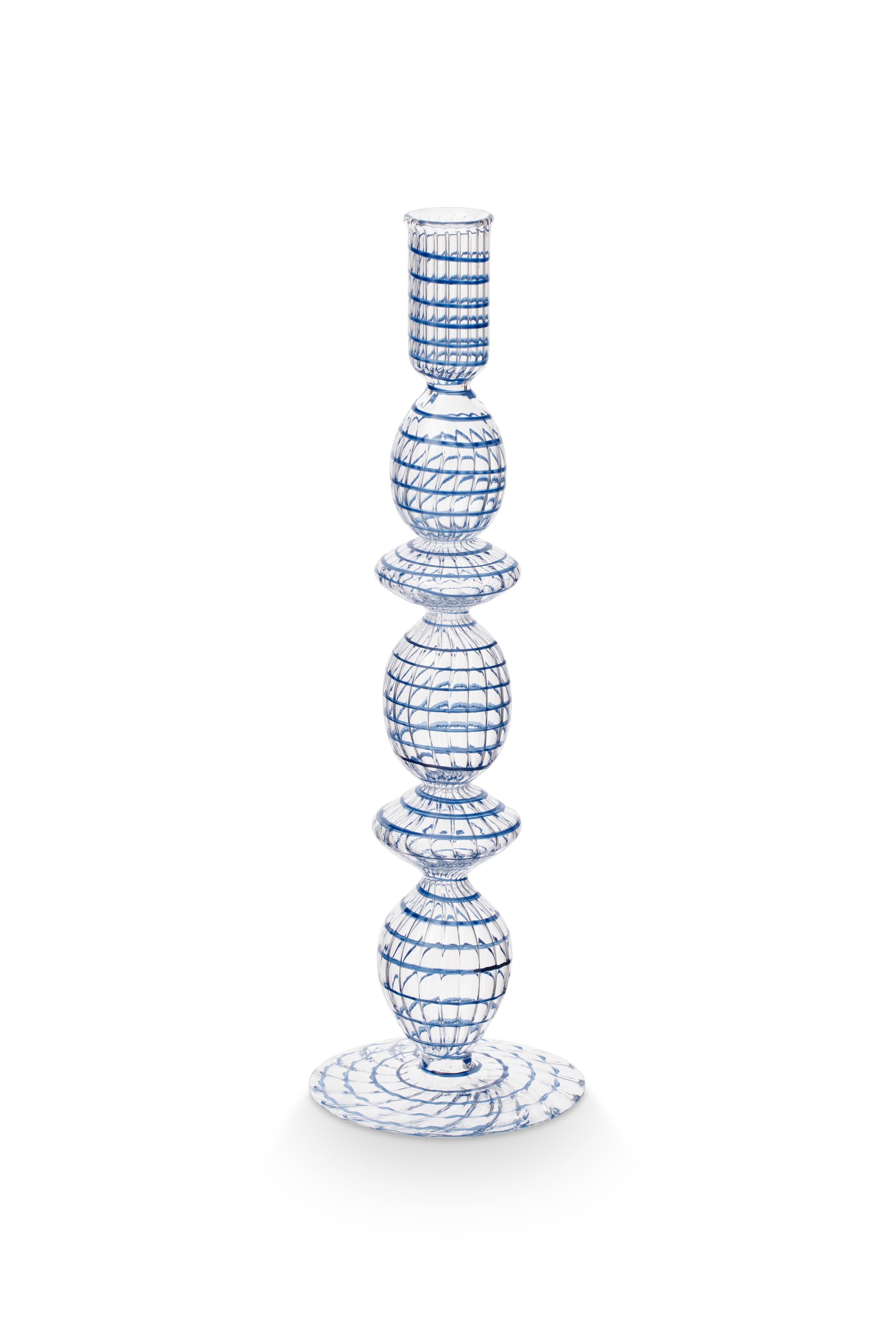 Pip Studio Kandelaar Swirl - Glas - Donkerblauw - 28cm