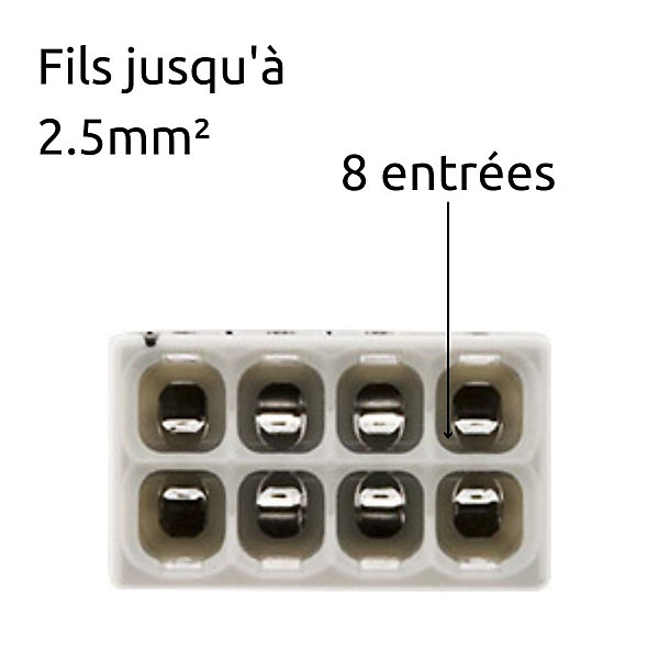 Mini borne S2273 avec 8 entrées et conducteurs 2,5mm² - Wago