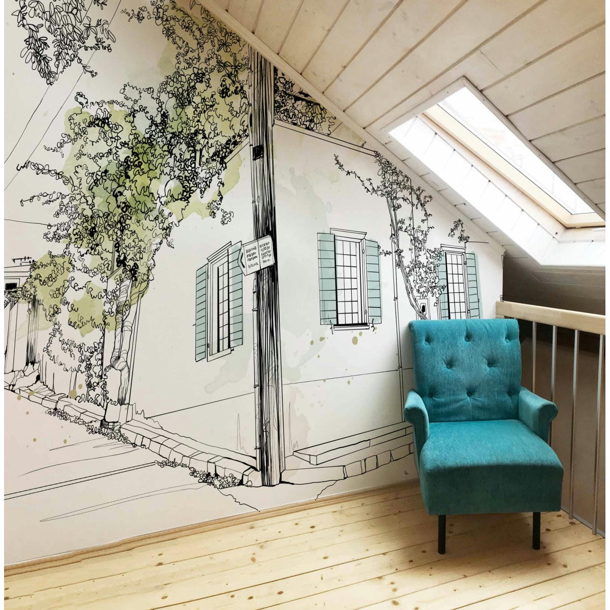 - Papier peint panoramique village en fleurs 375 x 250 cm