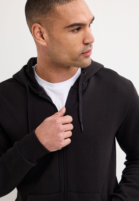 Mens Black Zip Thru Hoodie