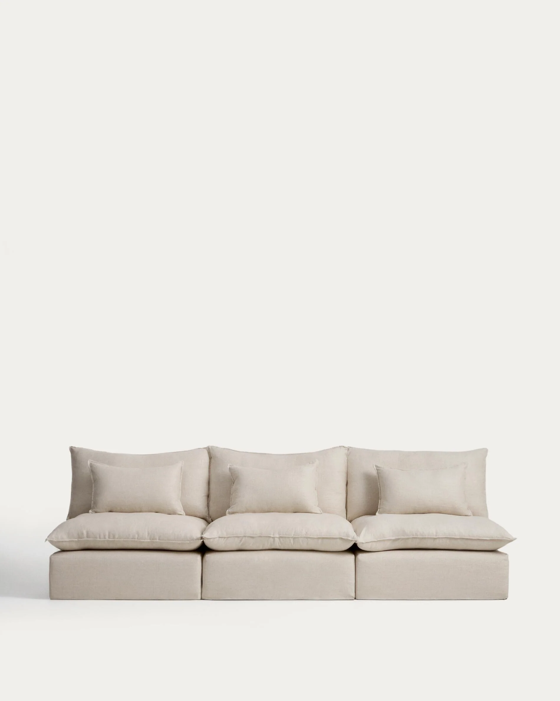 Anarela beige linen and viscose 5-seater modular sofa with removable cover 330cm FSC Mix Credit