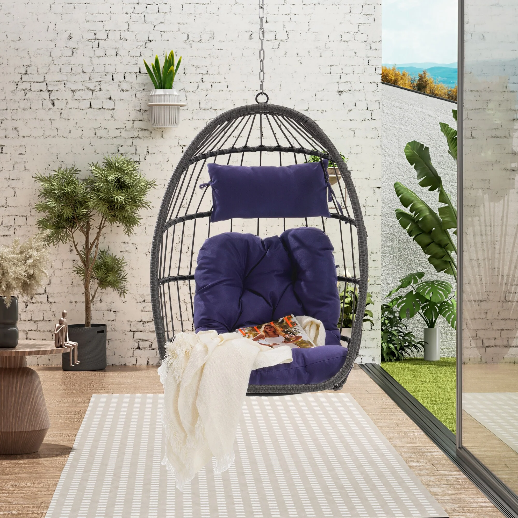 Egg-Shaped Hanging Basket Chair Swing Chairs Outdoor Hanging Egg Chair