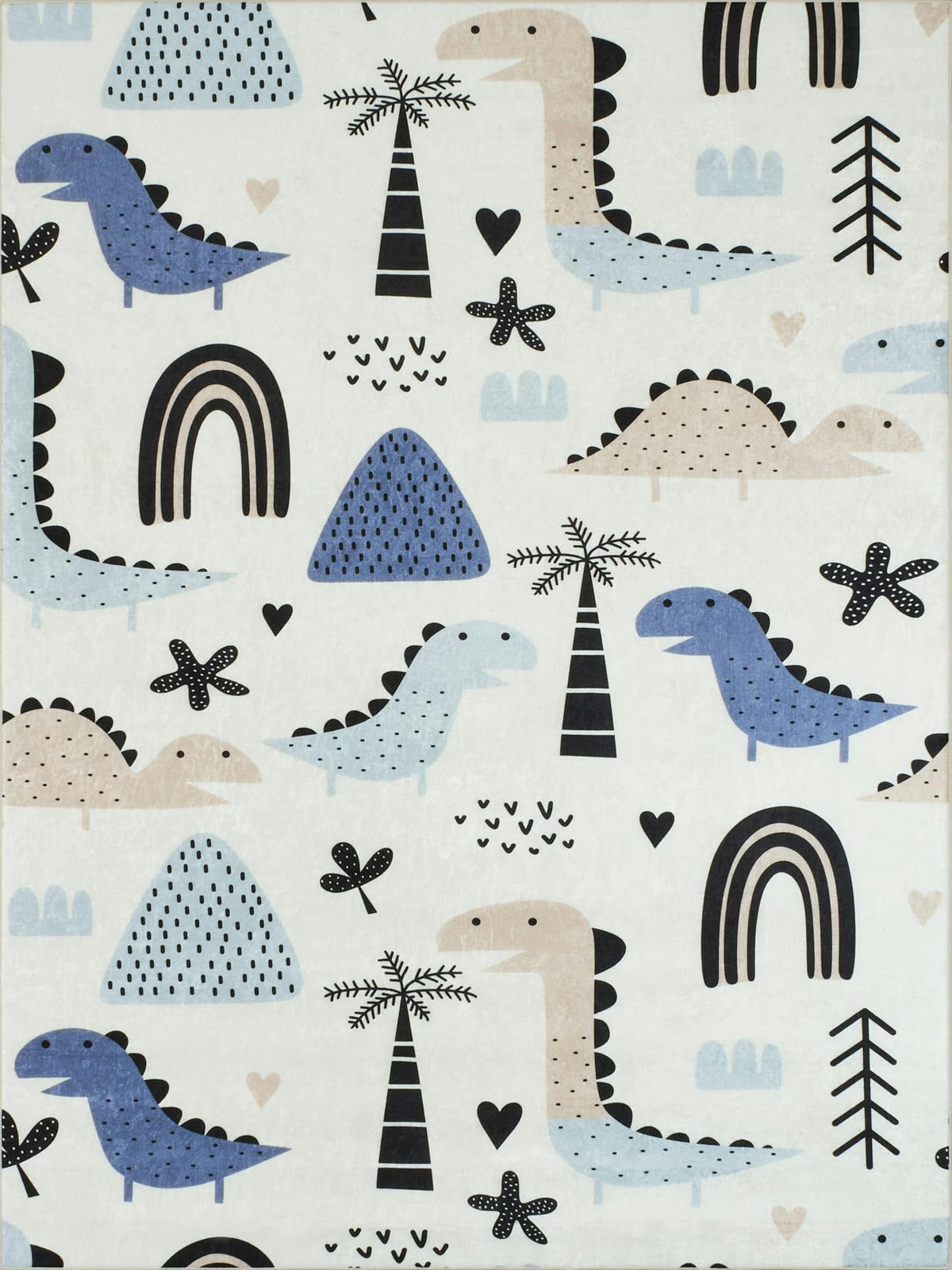 HAPPY - Tapis enfant dinosaures et plantes préhistoriques 120x160