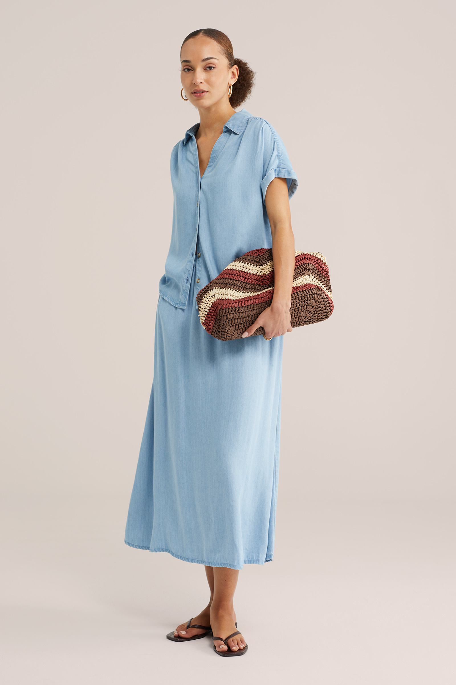 Dames denim midi rok