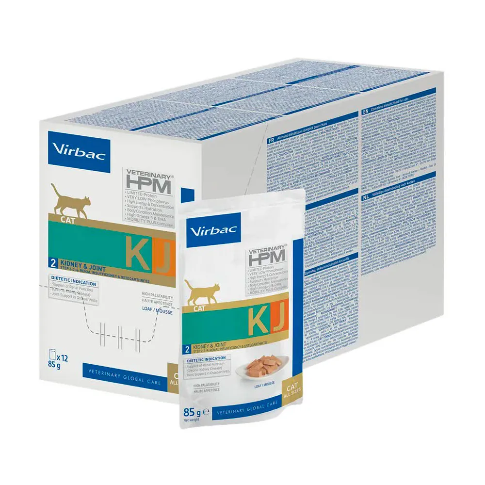Virbac HPM Feline Kidney & Joint KJ2 12x85g Wet Cat Food