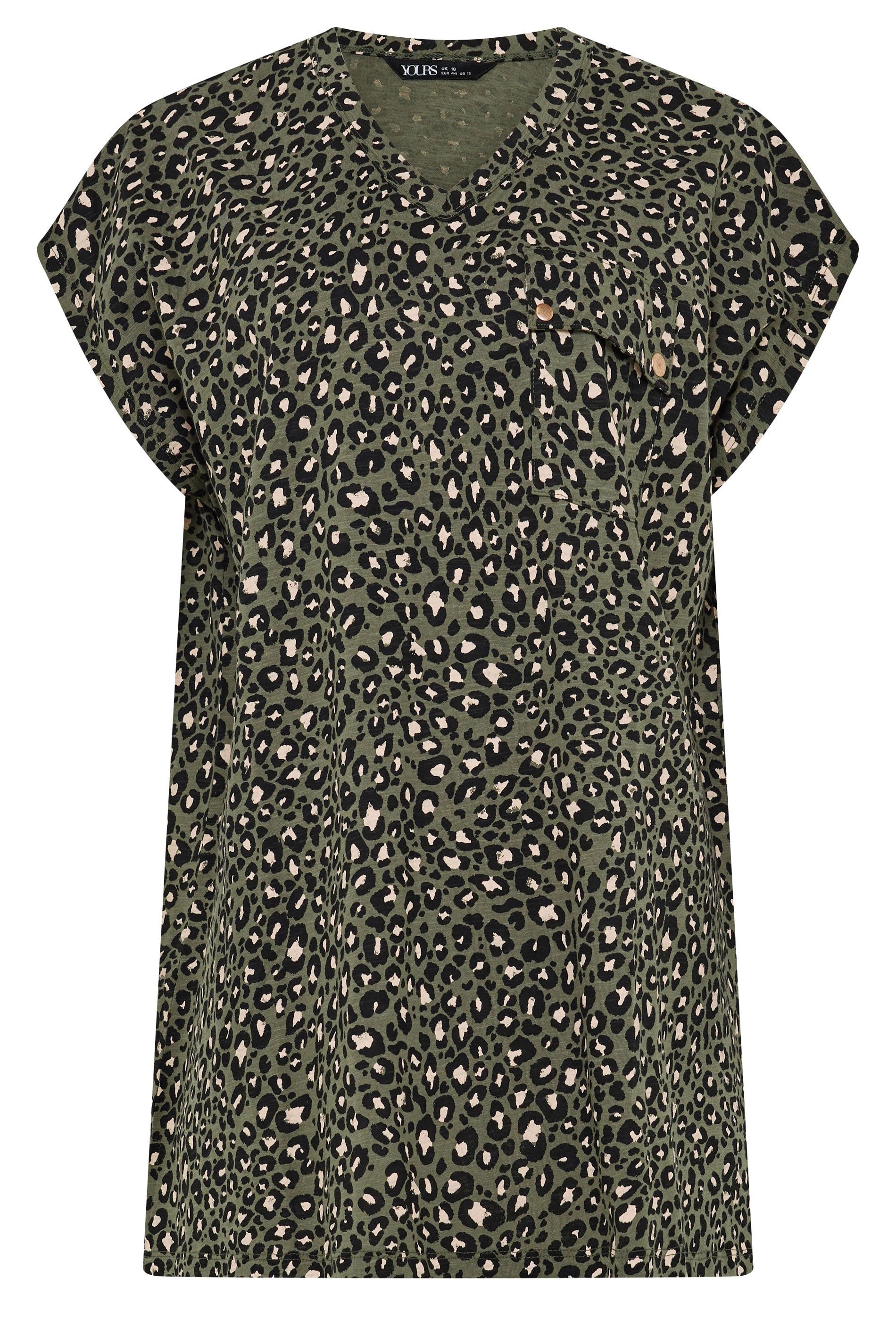 Yours Leopard Stud Pocket T-Shirt