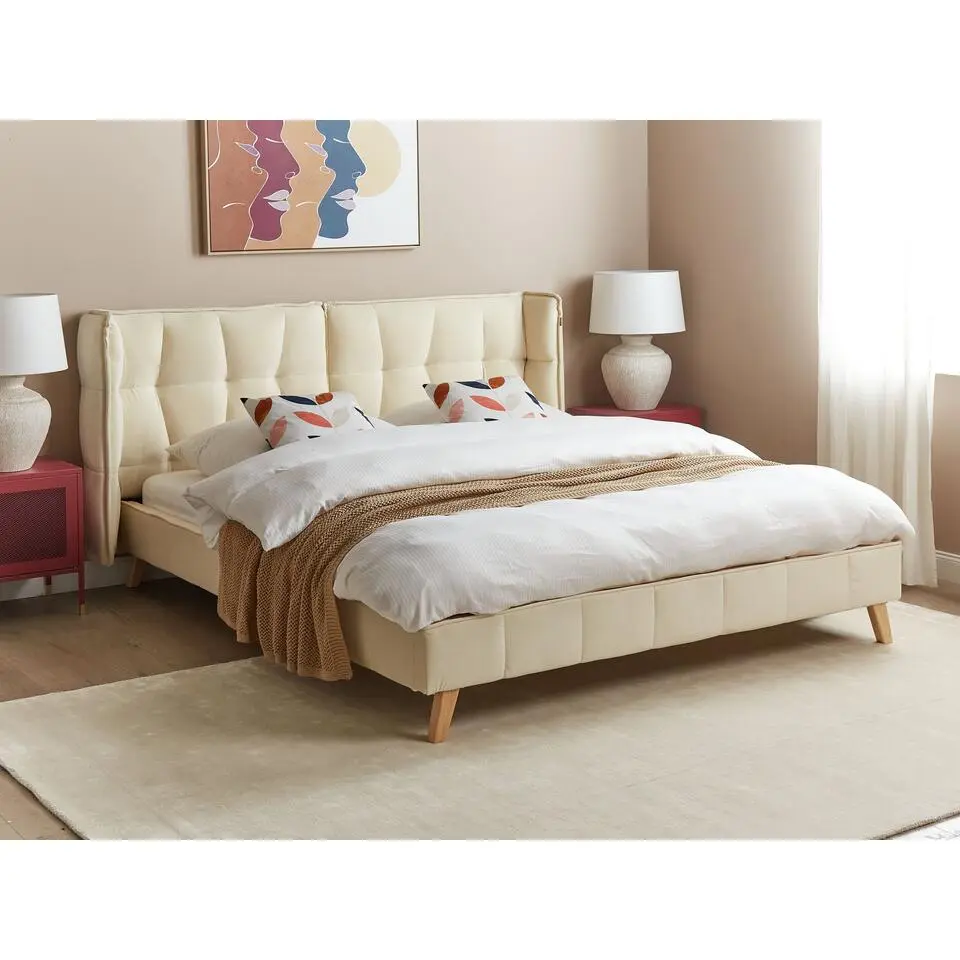 SENLIS - Tweepersoonsbed - Beige - 160 x 200 cm - Fluweel