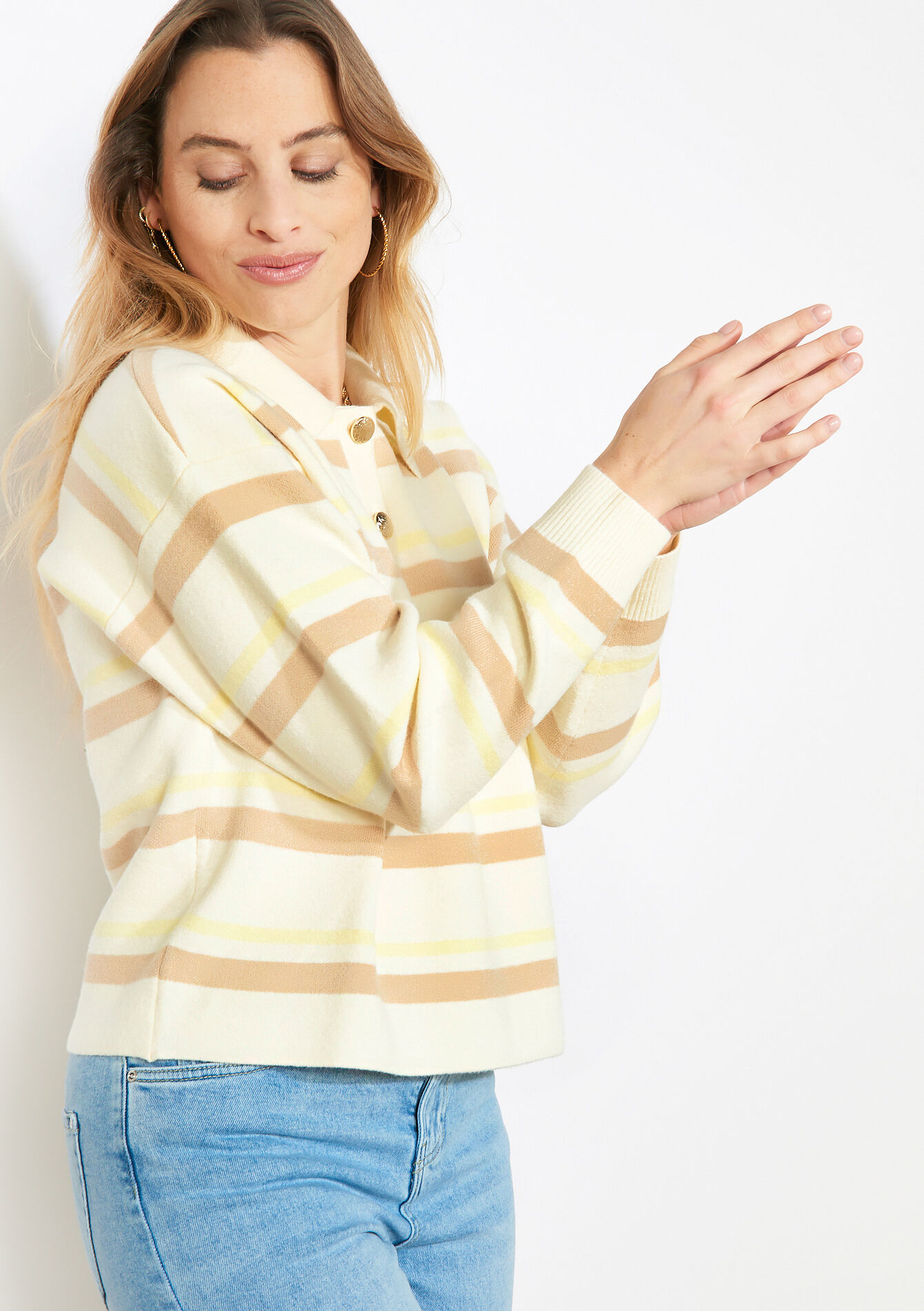 Gestreepte gebreide polopulli